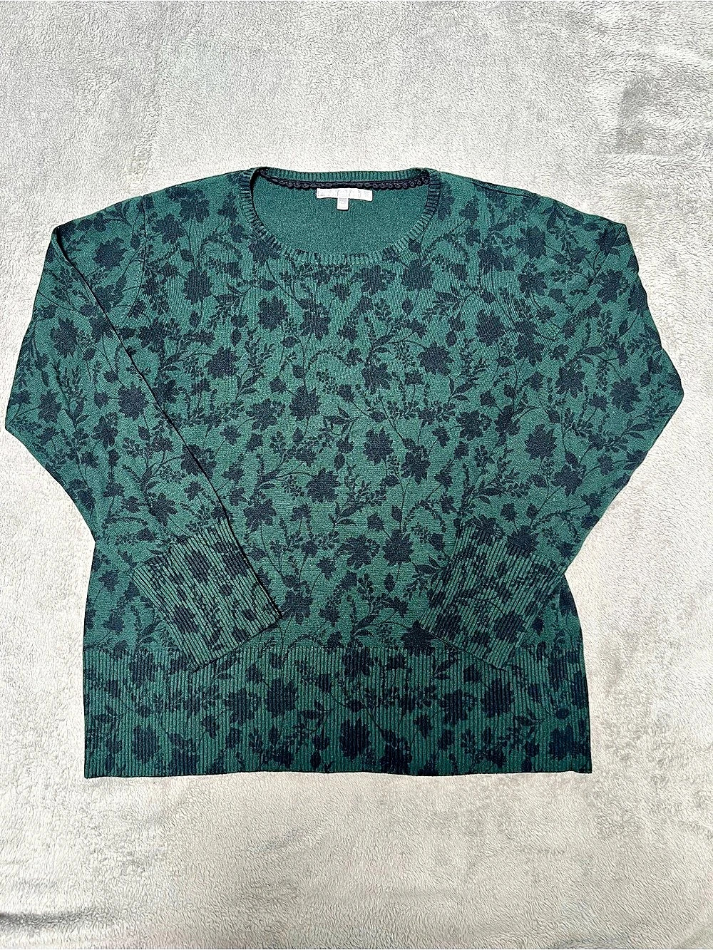 Daniel Rainn Floral Crew Neck Sweater in Green & Black XL